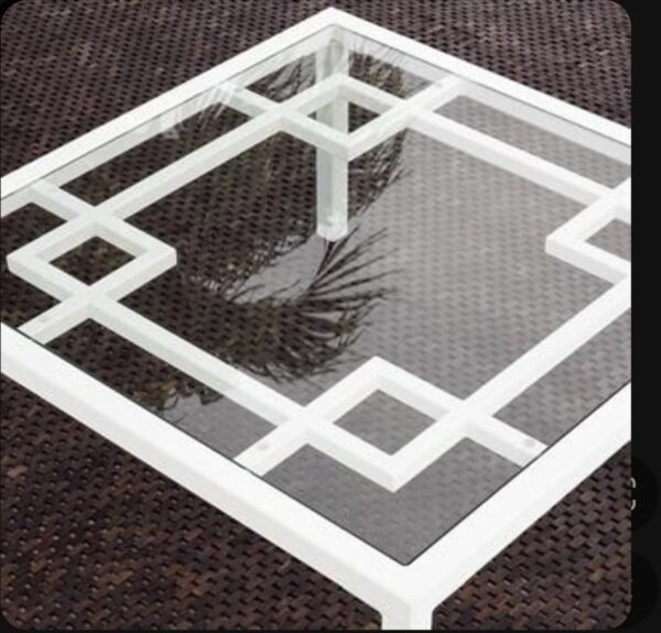 Square Glass Top Center Table with Metal Base