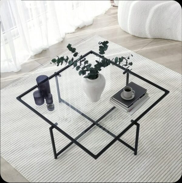 Wooden Top Center Table with Metal Legs