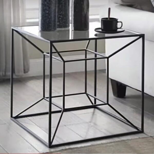 Compact Glass Top Center Table with Metal Base